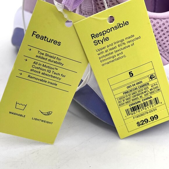 All In Motion Camren Sneakers Womens Shoes Size 5 Lavender Removable Insole NEW - Picture 10 of 14